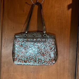 👜 Patricia Nash Poppy Tote Tooled Turquoise - B